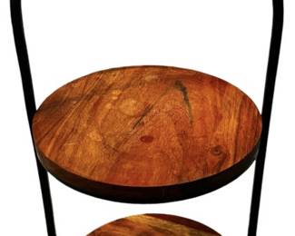 Two Tier WoodMetal Serving Stand