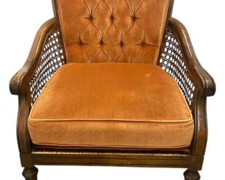 MCM Cane and Velvet Chair