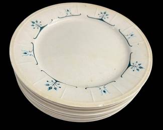 8 Dinner Plates Blue White Japanese