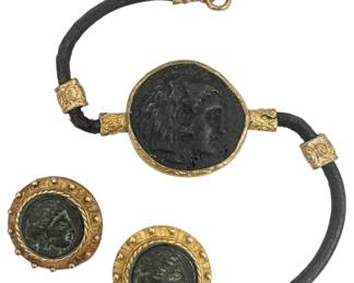 Gold Plated Roman Bracelet Earrings