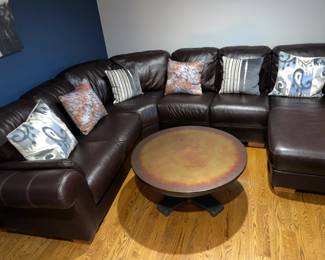 Large Leather Living Room Sectional Sofa Couch
