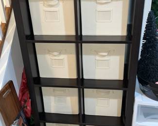 Black Wood Bin Organizer Cabinet