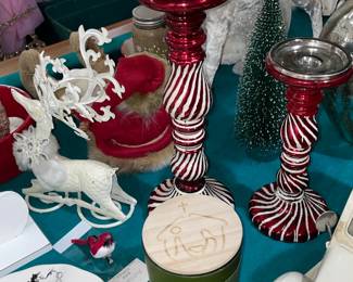 Christmas Peppermint Striped Candle Holders