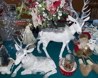 BEAUTIFUL White Velvet Deer W/ Silver Glitter Decor