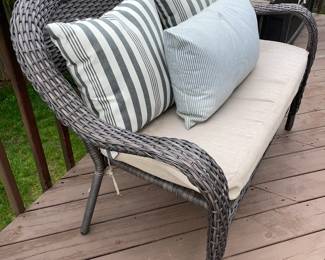 Outdoor Patio Loveseat W/ Cushion & Pillows