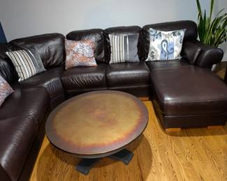 Large Leather Living Room Sectional Sofa Couch