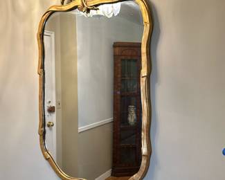 Friedman Brothers Gold Wall Mirror | Friedman Brothers "The Greenbriar" gold gilt ribbon framed wall mirror. - h. 48 x w. 30 x d. 1.5 in