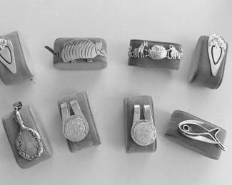 Sterling Silver Money clips, Brooches & Noah’s Ark Bracelet.