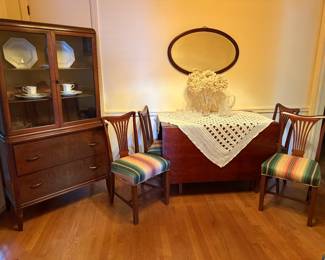 Mid Century China Cabinet & Table with 4 Chairs