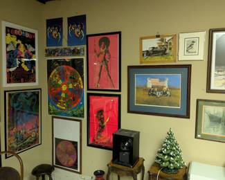 Blacklight posters and Carroll Close signed print