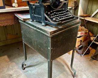 Typewriter with rolling File cabinet