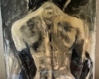 b&w woman's back w/opera gloves (8"W x 10"H) (Carrin?)