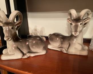 Fritz & Floyd ceramic rams (pair)