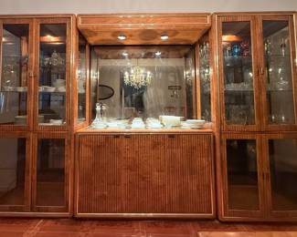 Mid Century Post Modern
American of Martinsville Furniture
Lighted Curio Cabin with attached buffet