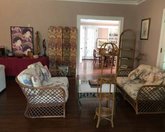 Pair rattan loveseats