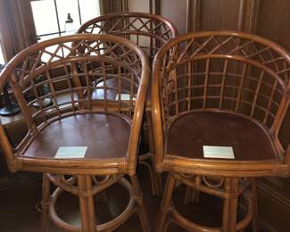 Set of three rattan barstools, no cushions