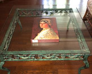 Iron glass top coffee table