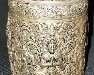 Chinese Export Silver trinket jar