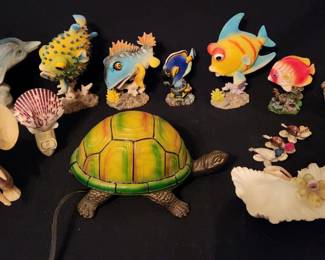 Fish Aquarium resin decor and turtle lamp