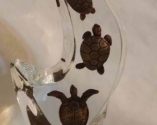 Robert Wyland Lucite Acrylic Sea Turtle Realm sculpture
