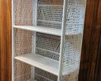 Vintage white wicker etagere
