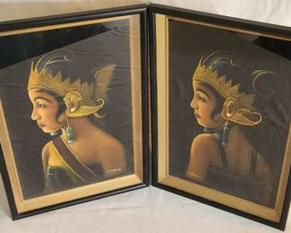 Balinese Ritual Dancers w/Headdress Framed