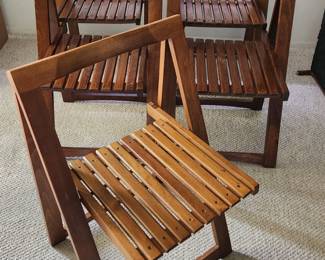 Mid Century folding slat chairs
