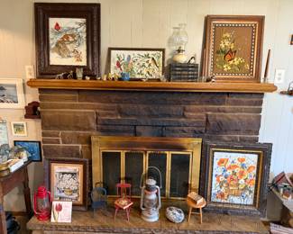 Crewel Embroidery and Vintage Lanterns