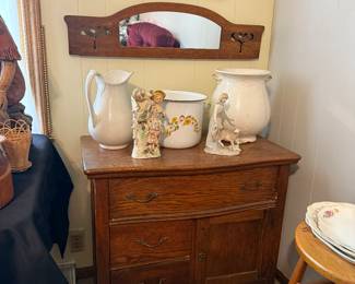 Antique Dry Sink and Mirror