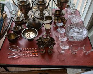 Silver Plated Set and Crystal Ware
