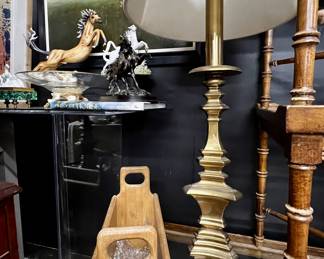 Tall brass lamp
