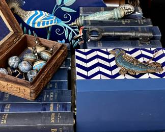 Blue and white boxes