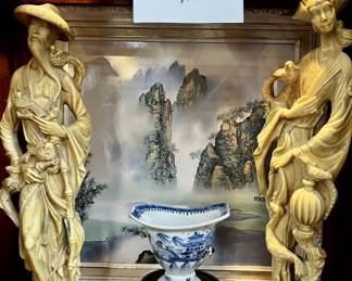 Vintage Chinese statues, art, porcelain