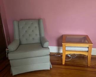 Swivel chair and table