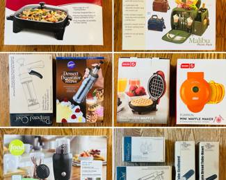 Rival rlectric skillet
Malibu Picnic Pack
Pampered Chef Heart Bread Tube
Wilton Dessert Decorator
Jood Coffee and Spice Grinder
DASH Pumpkin Mini Waffle Maker