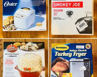 Oster Expressbake Bread Maker
Weber Smokey Joe Charcoal Grill
Orville Redenbacher's Stirring Popper by Presto
Butterball XL Indoor Electric Turkey Fryer by Masterbuilt