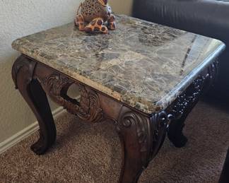 marble top side table , pair