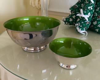 Vintage enamel silverplate bowls