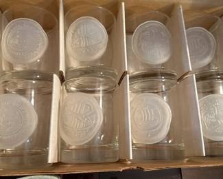 Interesting set of glassware with frosted glass medallions