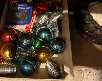 Vintage Christmas and glass ornaments