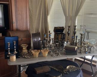 Candlesticks!! Brass, silver, glass and more!