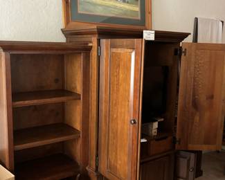 3-piece dark wood entertainment center
