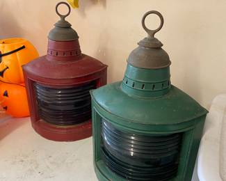 wilcox crittenden antique red & green marine lanterns