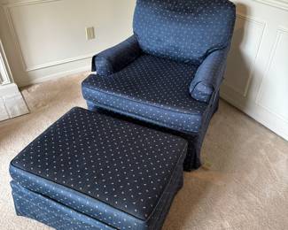 Navy armchair with ottoman
