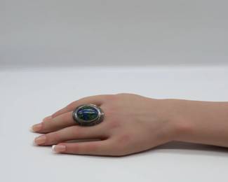 Ben J. Chavez Malachite /azurite Sterling Silver Ring -shippable