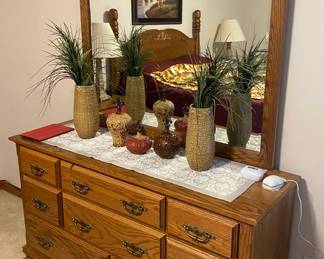 Nice Oak Dresser With Mirror