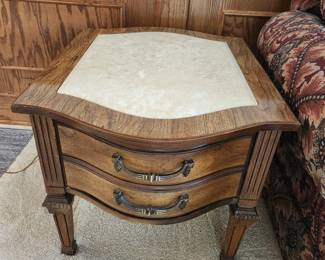 Vintage side table with marble top, 2 available
