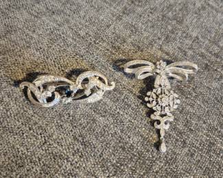 14k Diamond and sapphires brooches