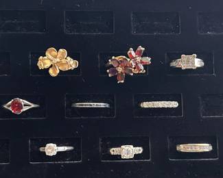 14k gold diamond rings, engagement rings, garnet diamond floral ring, sapphire band and more