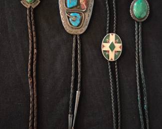 Native American Silver turquoise bolo ties